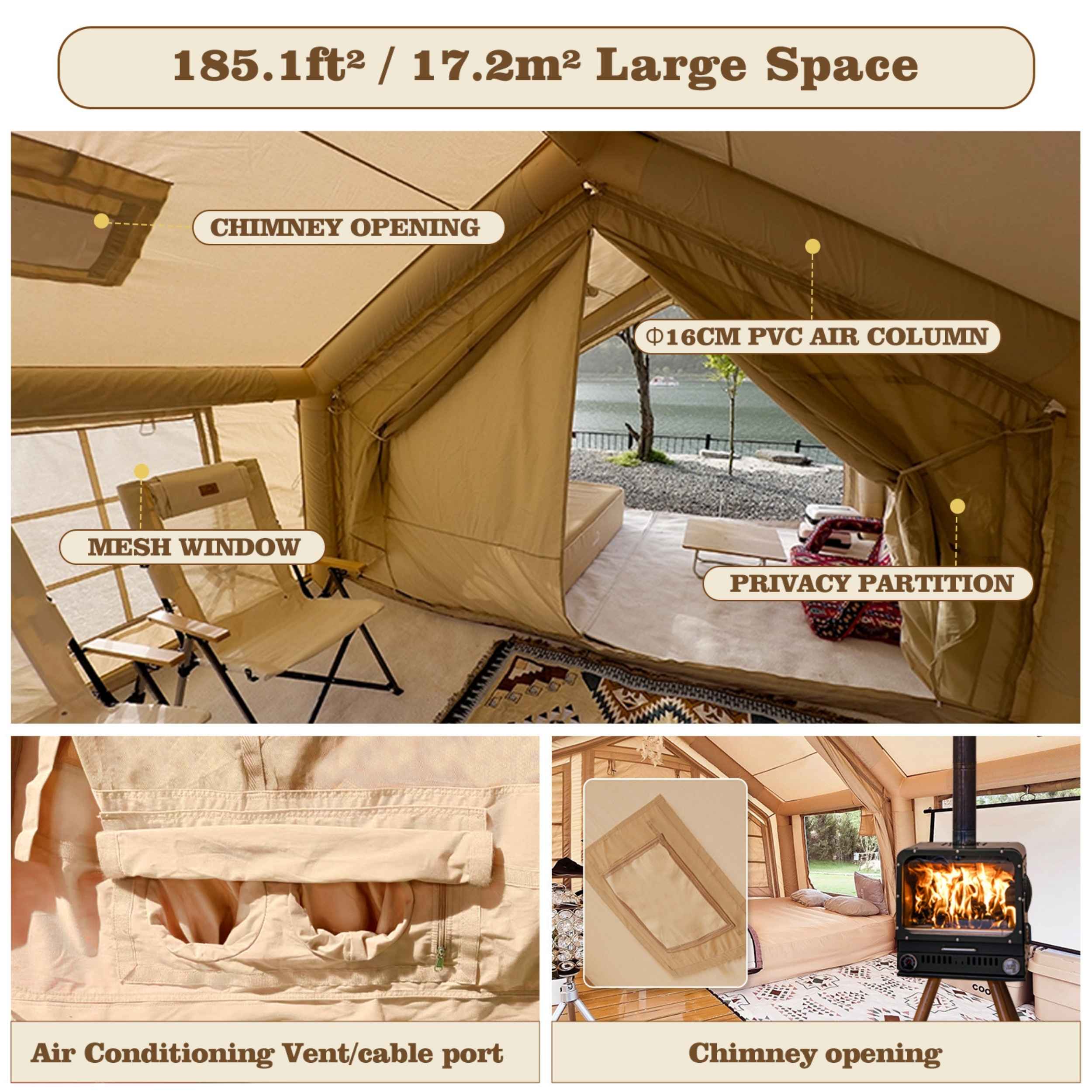 Coody Familia AirTent 17.2 Beige – Inflatable Tent (2-10 Person)
