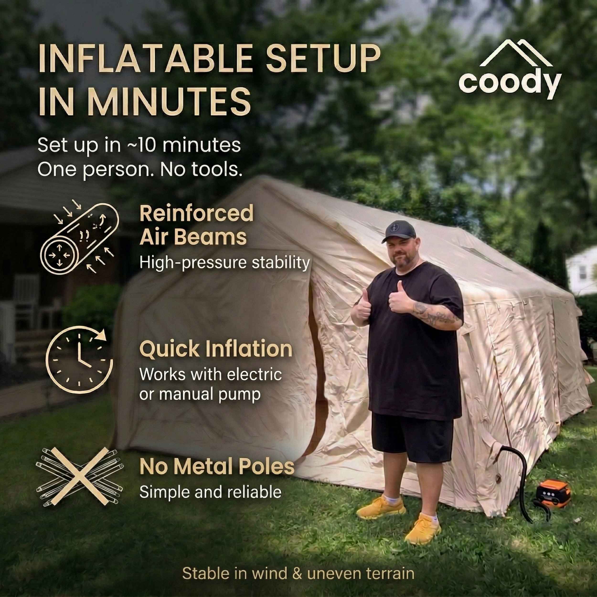Coody Familia AirTent 17.2 Beige – Inflatable Tent (2-10 Person)