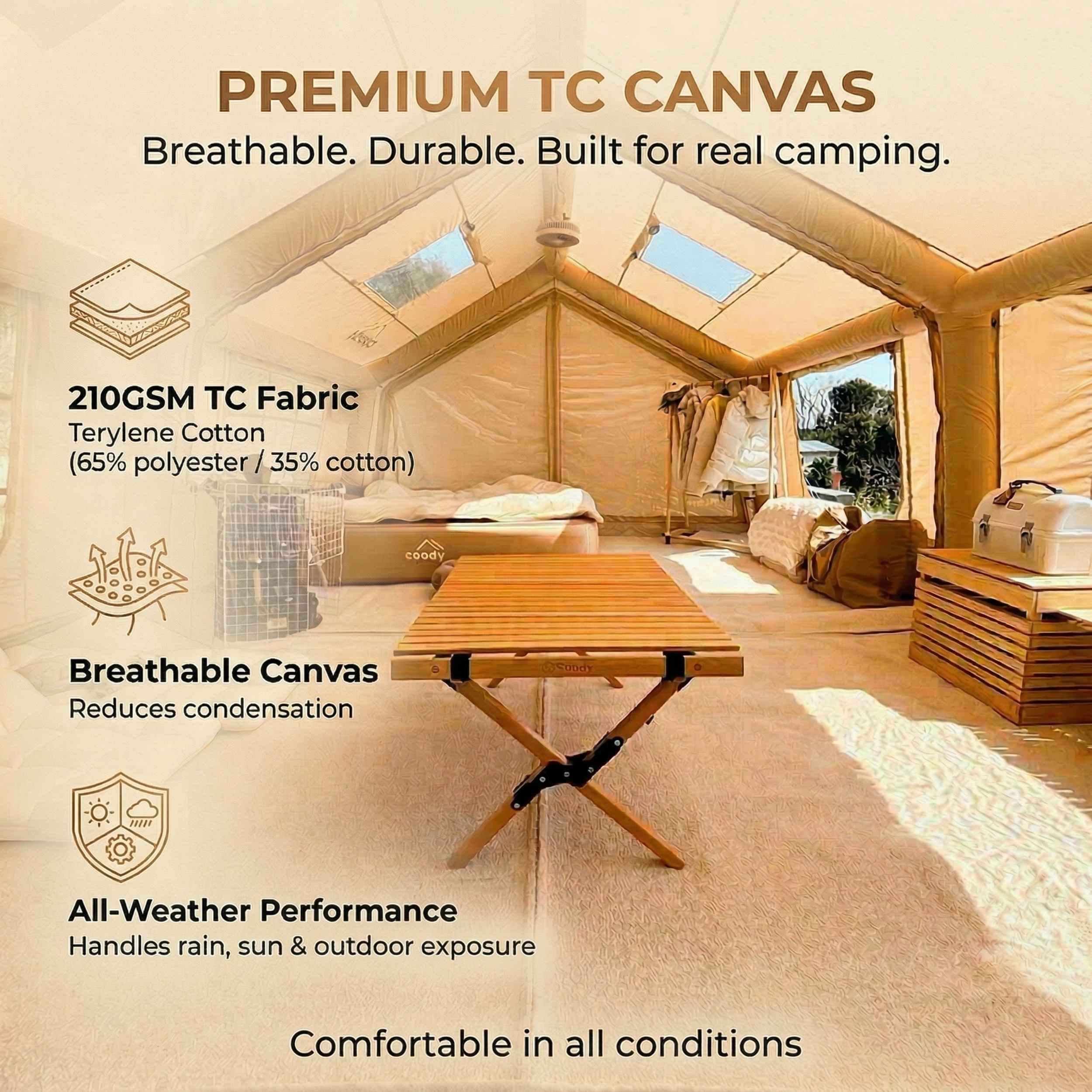 Coody Familia AirTent 17.2 Beige – Inflatable Tent (2-10 Person)