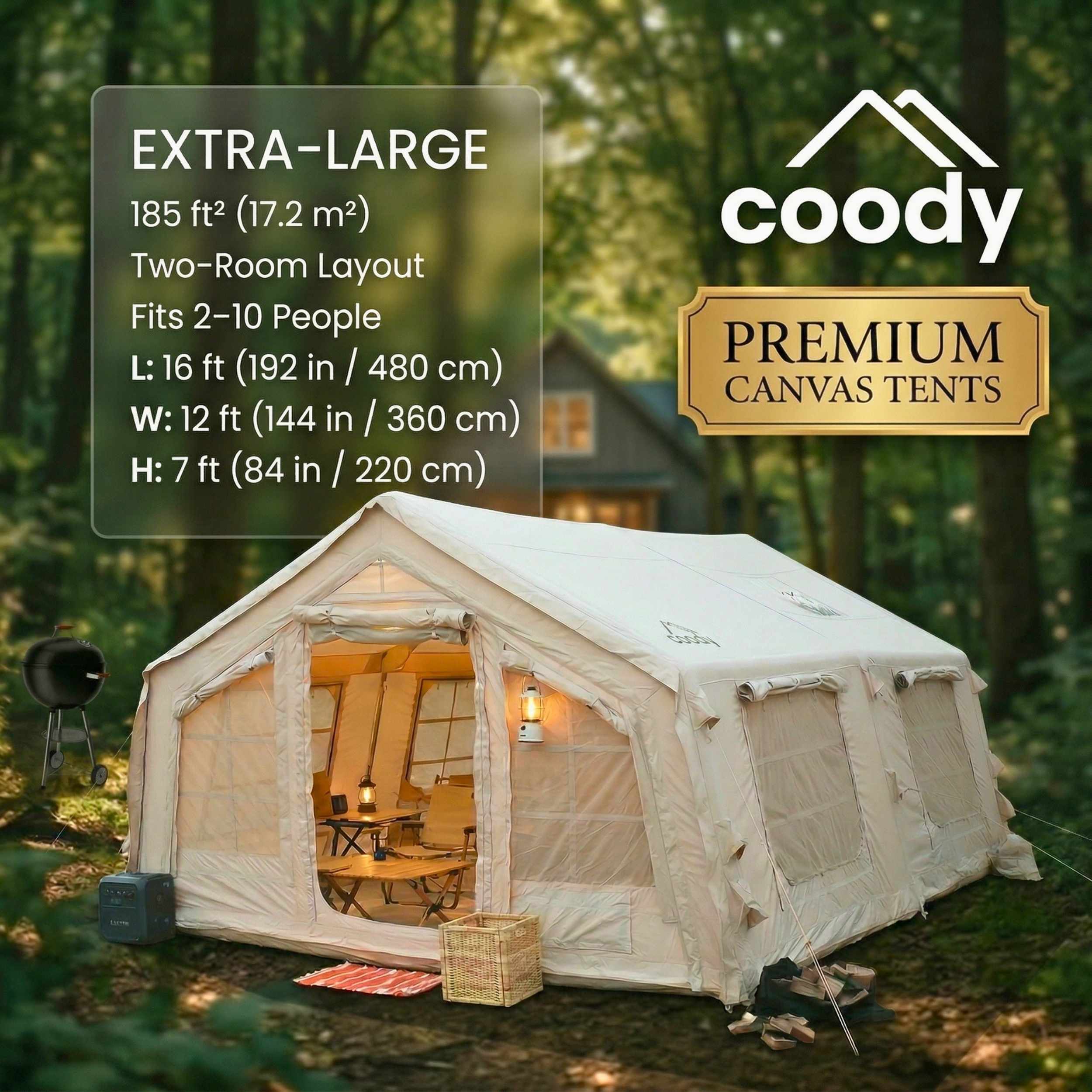 Coody Familia AirTent 17.2 Beige – Inflatable Tent (2-10 Person)